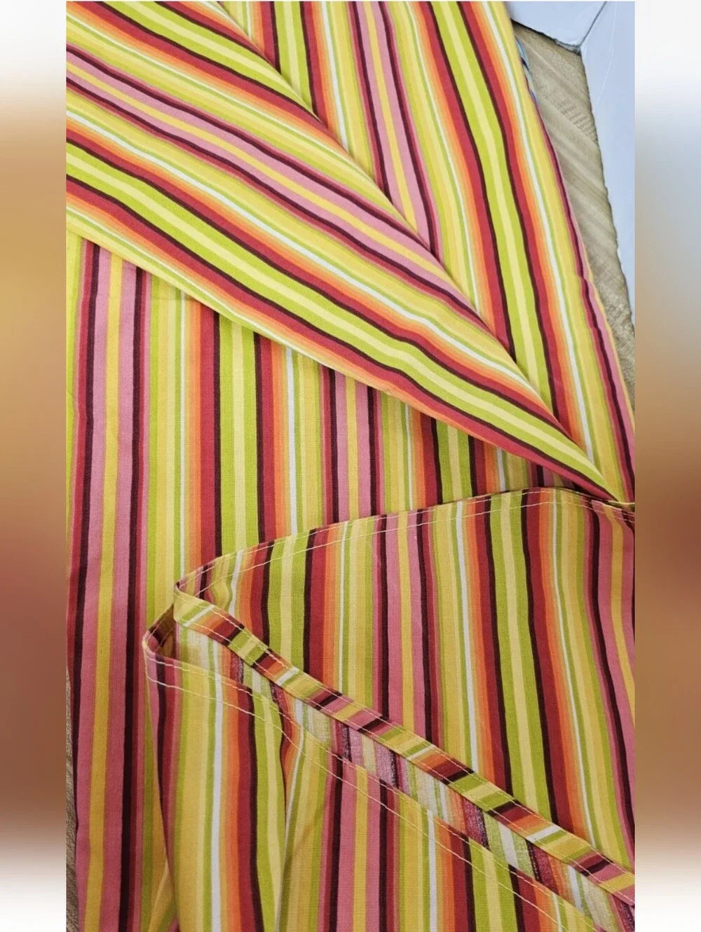 2 Set Fiesta Brand 64 inch Round Striped Tablecloths New Without Tags *1 smudged